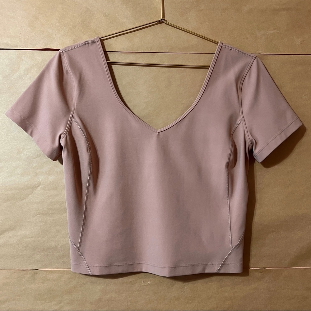 Lululemon | Align T-Shirt V-Neck Nulu Crop Top Short Sleeve Pink Clay Size 10